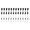 A set of white and black embroidery floss threads for craft work.
