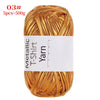Spool of metallic gold T-shirt yarn for crochet and DIY crafts