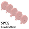 Five pink retractable double-sided measurement tapes, 1.5 meters long.