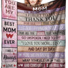 A soft printed throw blanket featuring text that says You Are My Sunshine Best Mom Ever I Will Always Love You Mom