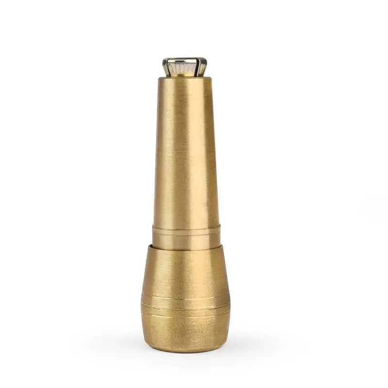 A brass leather sewing awl and stitching kit with a metallic cap.
