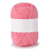 A ball of bright pink soft milk cotton knitting yarn.