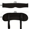 Black contoured travel sleep mask with a neck pillow design shown from the top and side.