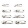 A set of metal zipper repair sliders shown in various sizes ranging from 5mm to 12-13mm.