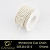 A spool of rhinestone cup chain jewelry, size SS6-SS12, measuring 10 yards.