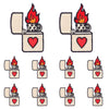 Set of embroidered letter slogan applique patches featuring a flame design on a square background
