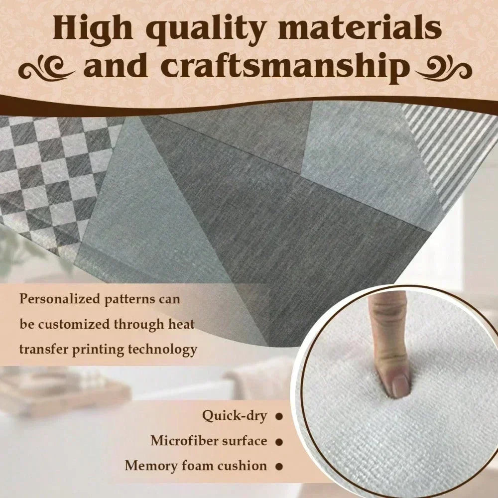 Close-up of a gray fabric doormat showing texture and details of customization technology