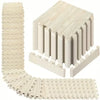 A stack of interlocking foam floor mats with wood grain texture shown in various arrangements.