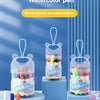 A set of washable watercolor pens and markers in various colors displayed in clear containers for pre-school children.
