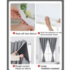 Step-by-step guide showing how to install blackout curtains on a window frame using Velcro.