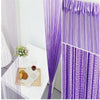 Purple thread curtain tie-back for doors and windows shown in a vertical display.