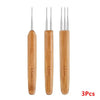 Three wooden precision crochet hooks for hair dreadlocks