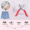 A set of precision snap fasteners including a retaining ring and a button shown next to denim fabric.