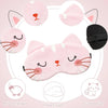 A set of three pink cat-themed sleep masks with cute designs and ear shapes.