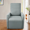 A light gray upholstered accent chair with rolled arms and a matching seat cushion in a bright room.
