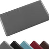 A gray anti-fatigue PVC kitchen mat shown from an angle.
