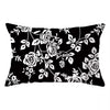 Black and white floral pattern decorative pillow cover