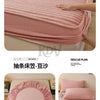 Pink plush rabbit winter fitted bed sheet set showing the sheet and various fabric textures