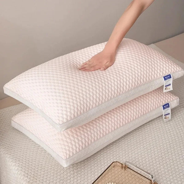 A white 3D cooling therapy pillow is shown stacked on a light-colored surface.