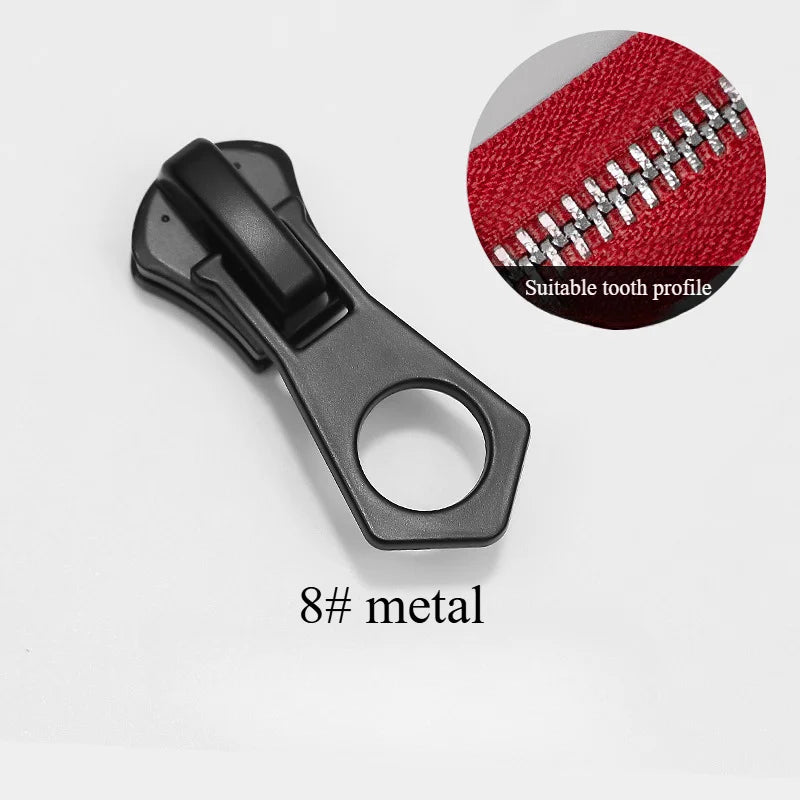 A black metal zipper slider with a suitable tooth profile shown next to the product title.