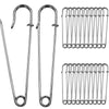 A set of heavy duty stainless steel safety pins, including a long pin and multiple smaller pins.