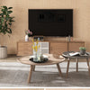 Close-up view of self-adhesive 3D thermal insulation wallpaper with a linen texture in beige color.