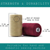Rolls of 42-color polyester thread for hand and domestic sewing machines, showing thread spools.
