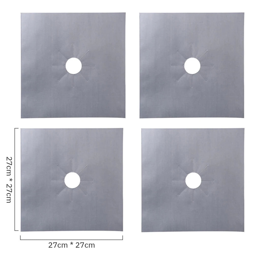 A set of four square metal protectors with circular openings, measuring 27cm by 27cm.