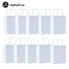Ten white rectangular tablecloths with handles are displayed in a row.