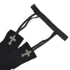 Black gothic lolita suspender socks with silver cross detailing