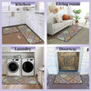 A collage showing kitchen, living room, laundry, and doorway scenes with colorful non-slip mats.