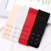 A set of five adjustable bra extender straps in various pastel and dark colors laid out on a white surface.