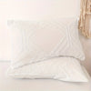 White bohemian grid tufted duvet cover set with fringe detail