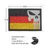 Black and yellow horizontal striped embroidered patch featuring a white skull design.