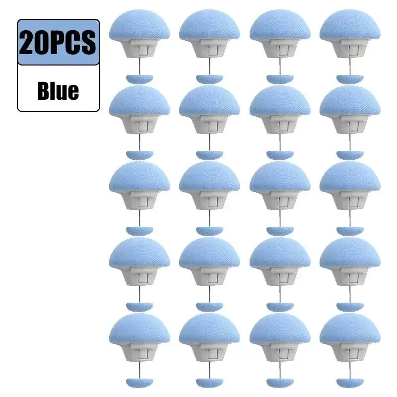 A set of 20 blue adjustable quilt and fabric clips.