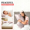 A woman sleeping comfortably with a leopard print satin pillowcase on her face.