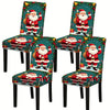 Set of four stretch chair covers featuring a Santa Claus pattern with red and white accents.