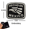 Black embroidered tactical patch featuring the text HECHO EN MEXICO and an eagle design.
