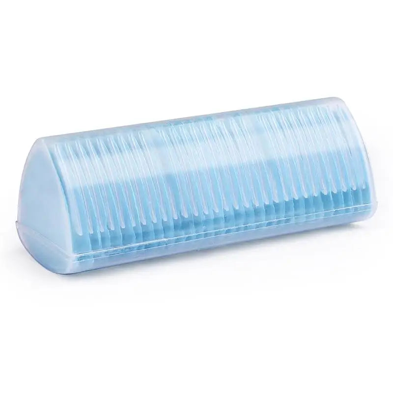 A translucent light blue plastic eraser with ribbed texture.