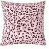 A square decorative pillow cover with a pink leopard print pattern.