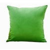 A square velvet throw pillow cover in a vibrant lime green color.