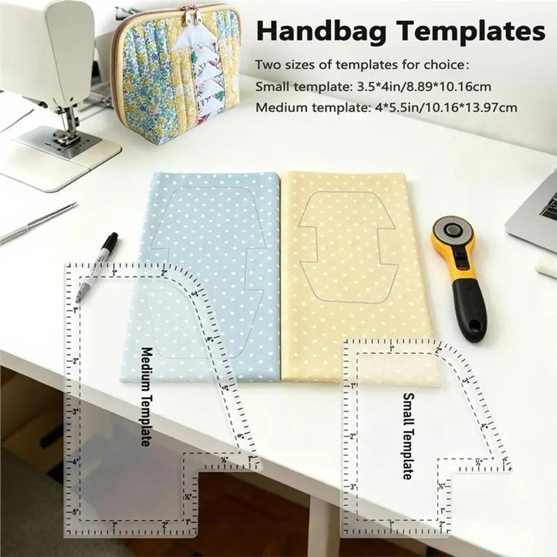 Handbag templates including small and medium size patterns for sewing projects