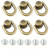 Set of metal D-shaped ring bag handles with screws in brass color