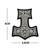 Black embroidered Valknut Viking patch with hook and loop backing