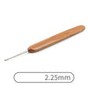 A wooden crochet knitting needle with a 2.25mm tip.