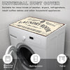 A universal dust cover for household appliances including washing machines, dryers, refrigerators, and small tables.