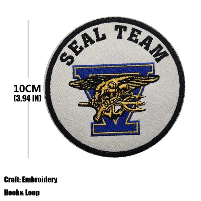 Embroidered patch for a Seal Team featuring a blue '2' design and an eagle motif.