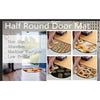 Half round door mat featuring a boho dragonfly design with whimsical floral patterns.