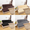 A set of waterproof sofa cushion protector covers in beige and gray tones shown on various sectional sofas.