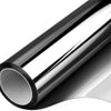 A close-up view of a black one way mirror window film rolled up, showing its smooth surface and reflective quality.